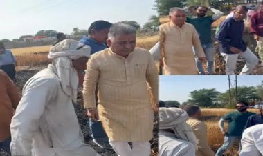 फसल में लगी आग बुझाने काफिला रोक खेत में उतरे मंत्री  मंत्री इंदर सिंह परमार