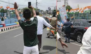 राहुल गांधी की सुरक्षा में बड़ी चूक, तख्ती लेकर गाड़ी के सामने आ गई महिला, सड़क पर गिरे लोग, रोकना पड़ा काफिला