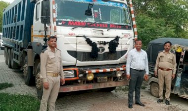 बिना नंबर प्लेट दौड़ते मालवाहनों पर चला प्रशासन का डंडा, 18 चालान, 3 वाहन सीज़