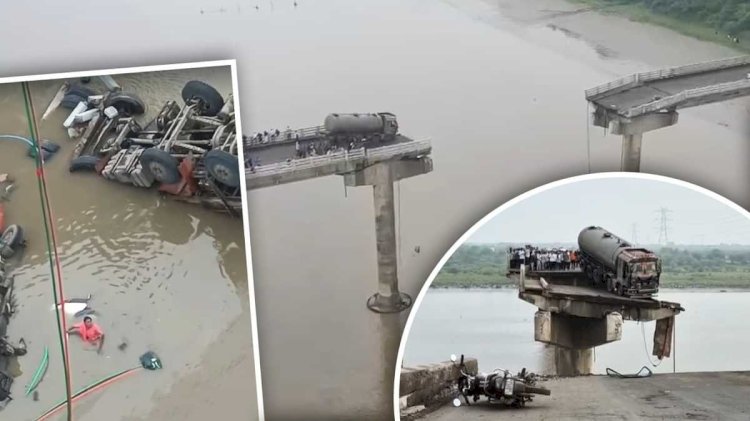 गुजरात में बड़ा हादसा,आणंद में पुल टूटने से कई गाड़ियां नदी में गिरीं, 10 लोगों की मौत