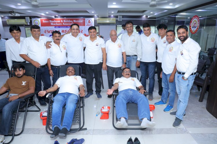 SHABMMA के रक्तदान शिविर में 382 यूनिट रक्त संग्रहित सूरत के व्यापारियों और परिवारों ने बढ़-चढ़कर किया रक्तदान