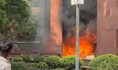 सांसदों के आवास ‘ब्रह्मपुत्र अपार्टमेंट’ में भीषण आग, संसद से 200 मीटर दूर इमारत; दमकल की 6 गाड़ियां मौके पर