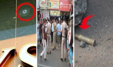 पुलिस लिखे वाहन से आए बदमाश ने कियोस्क संचालक को गोली मारी, ज्वेलरी शोरूम के कांच फूटा, बाल-बाल बचा युवक