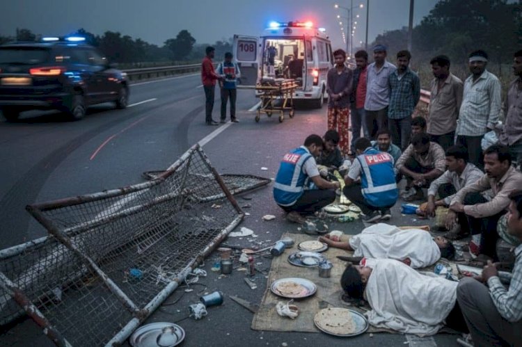 भीषण सड़क हादसा,बिन नंबर प्लेट तेज रफ्तार कार ने 20 मजदूरों को रौंदा; 2 की मौत