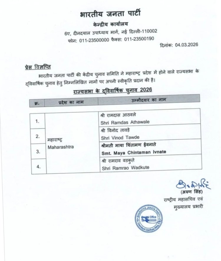 भाजपा की दूसरी लिस्ट में चार नए नाम :महाराष्ट्र से विनोद तावड़े, रामदास अठावले उम्मीदवार; अब तक राज्यसभा चुनाव के लिए 13 नाम का ऐलान