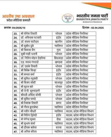 एमपी बीजेपी का बड़ा ऐलान: 83 चेहरों की जंबो मीडिया टीम में 11 विधायक शामिल, सियासी संदेश को नई धार