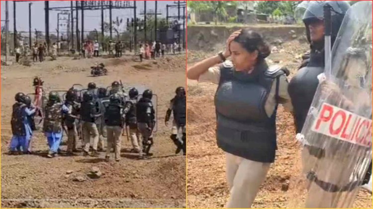 बुलडोजर एक्शन पर बवाल: पथराव में महिला पुलिसकर्मी का सिर फूटा, आंसू गैस छोड़कर भीड़ को खदेड़ा
